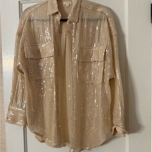 Pilcro Beige Sequin Shirt